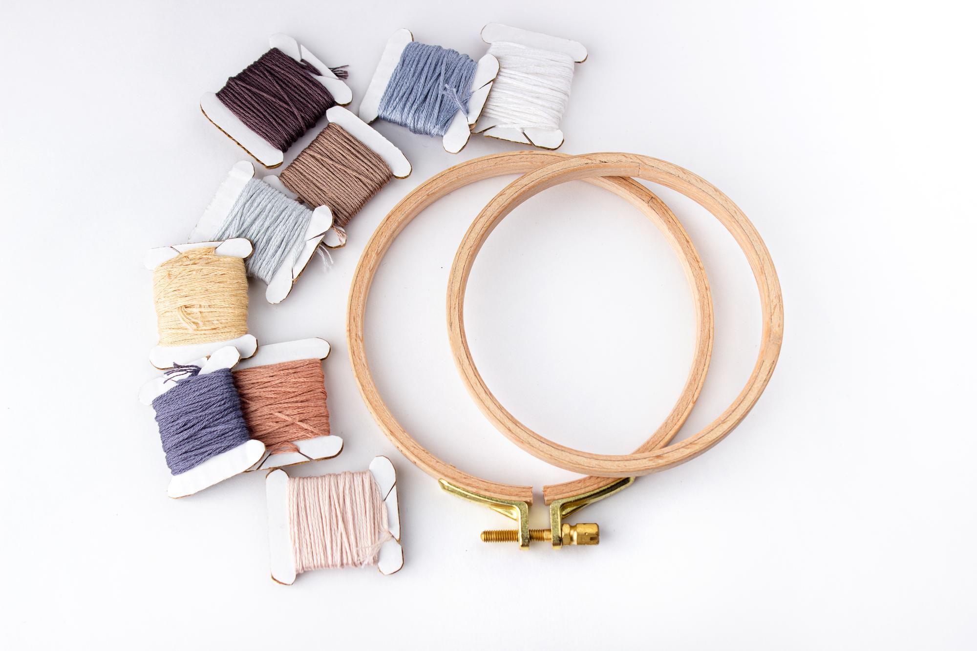 Kit per corso di ricamo con fili e telaio